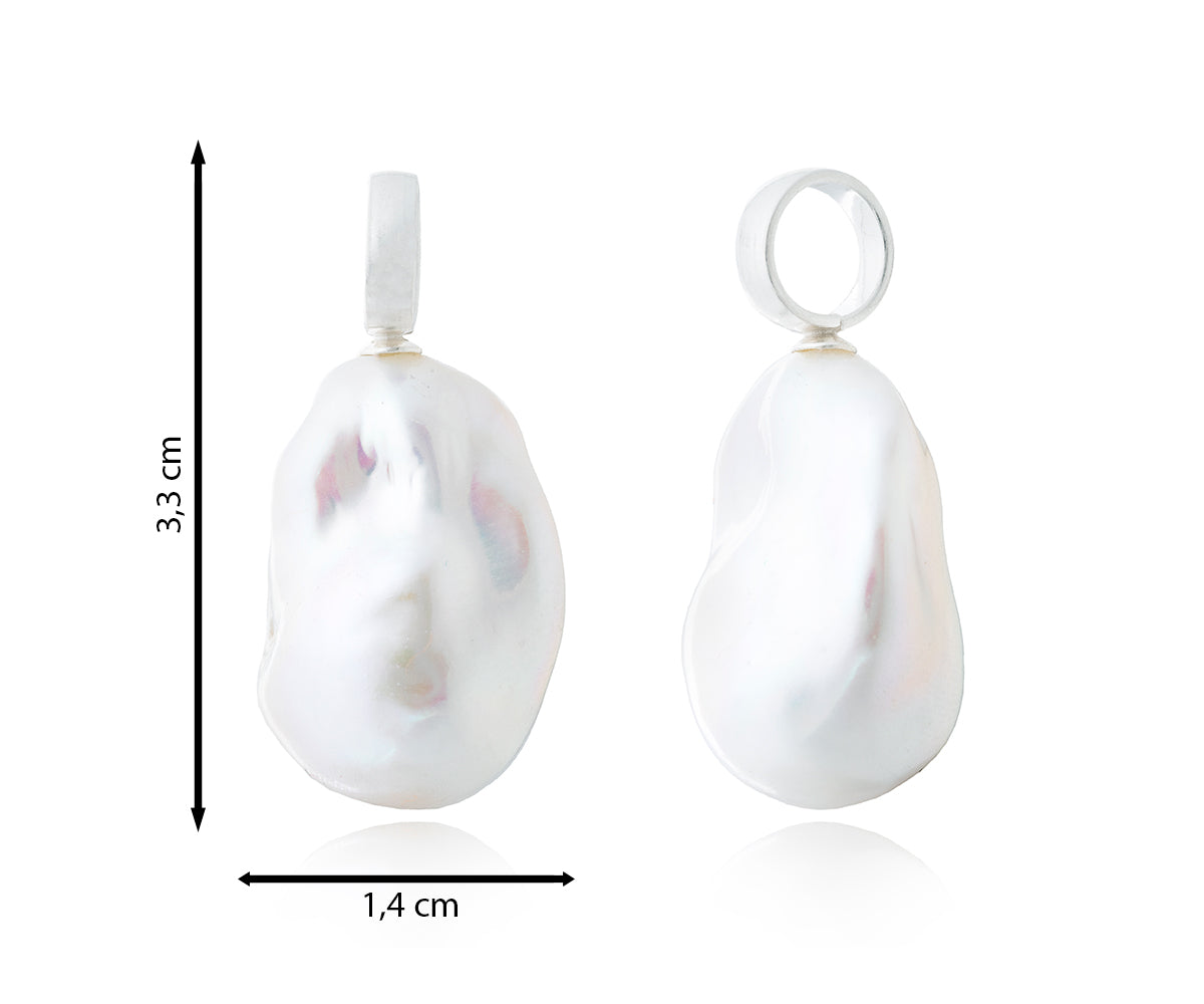 Cloud Pearl pendant with smooth white pearl and silver bail