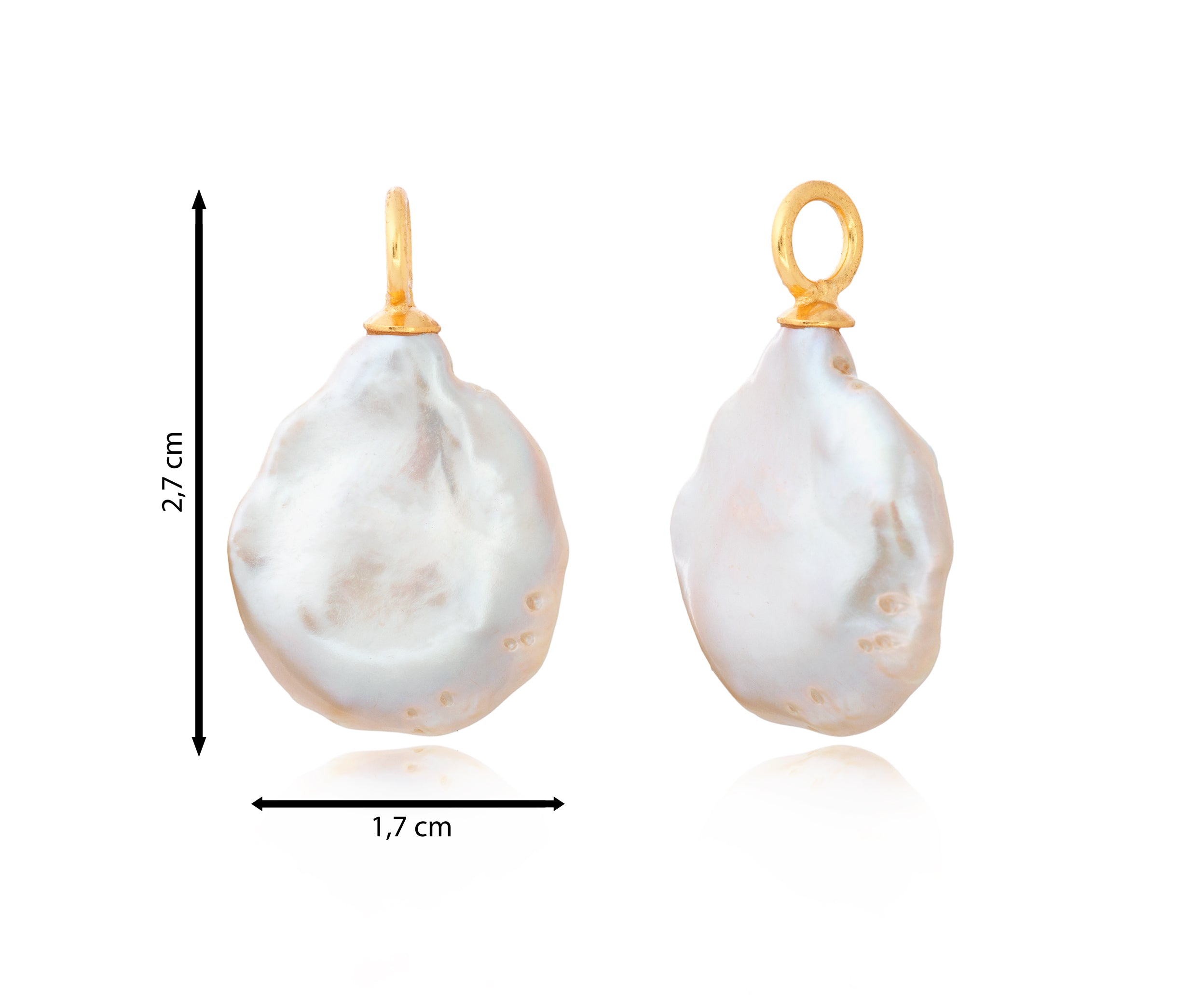 Soft Raw Gold pendant with small round baroque pearl and gold bail