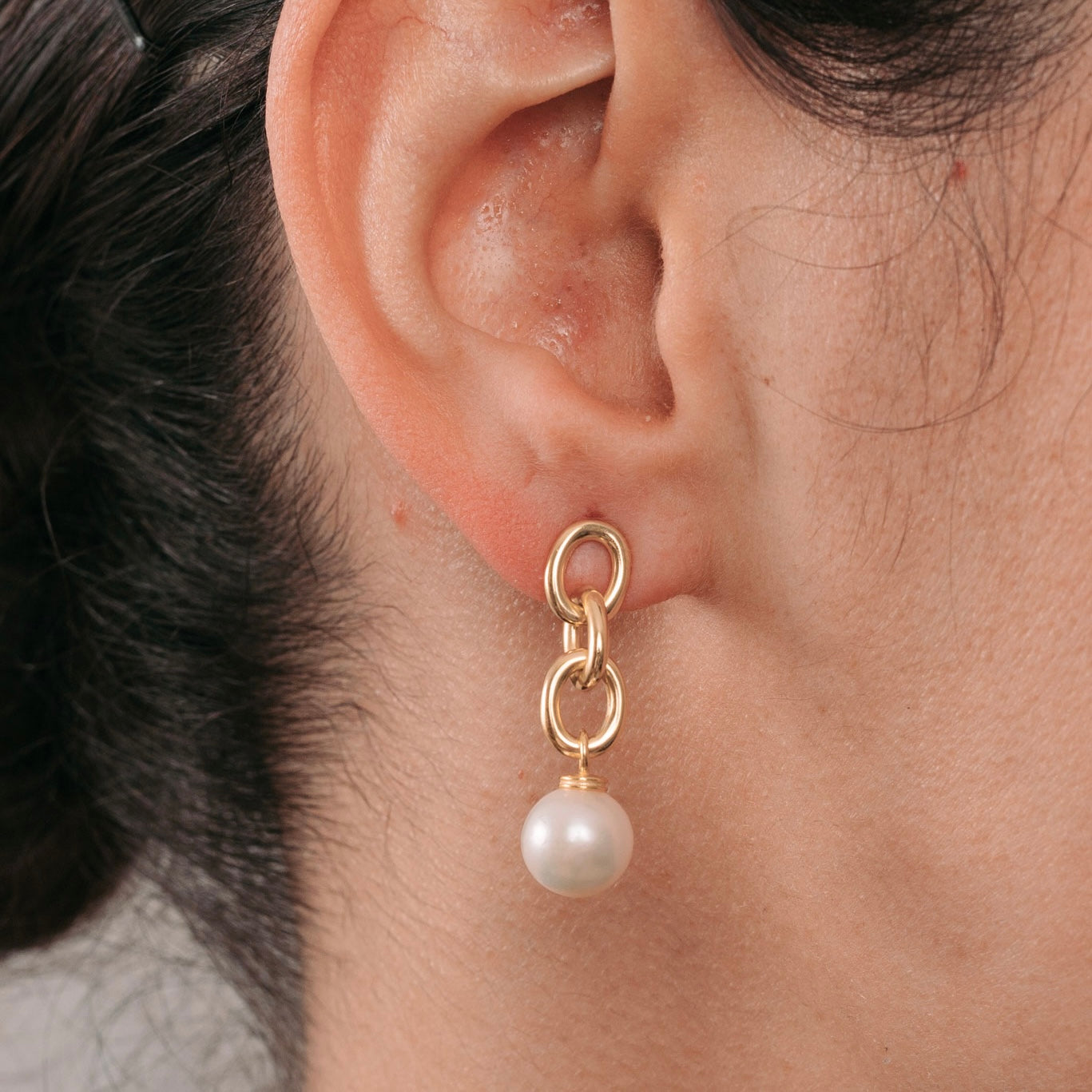 Pendientes de cadena con perla cultivada