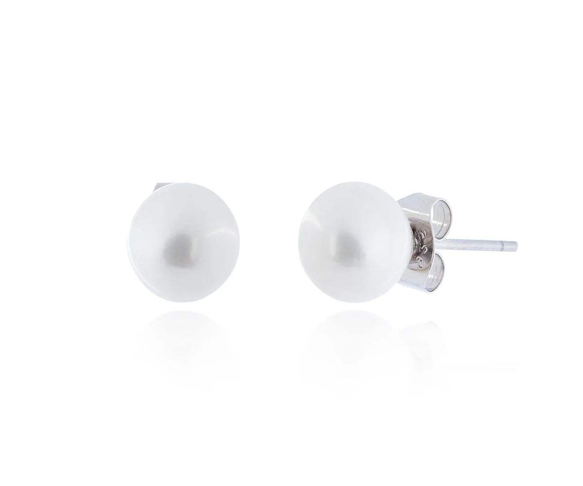 Pendiente de perla cultivada de 8-9 mm en plata.